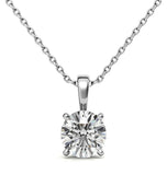 Round Brilliant Cut Basket Prong Pendant For Women