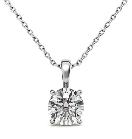 Round Brilliant Cut Basket Prong Pendant For Women