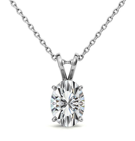 Oval Cut Basket Prong Moissanite Solitaire Pendant