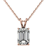 Emerald Cut Moissanite Diamond Solitaire Pendant For Her