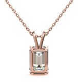 Emerald Cut Moissanite Diamond Solitaire Pendant For Her