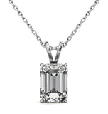 Emerald Cut Moissanite Diamond Solitaire Pendant For Her