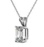 Emerald Cut Moissanite Diamond Solitaire Pendant For Her