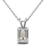 Emerald Cut Moissanite Diamond Solitaire Pendant For Her