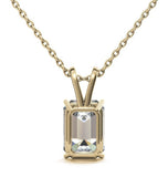 Emerald Cut Moissanite Diamond Solitaire Pendant For Her