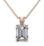 Emerald Cut Moissanite Diamond Solitaire Pendant