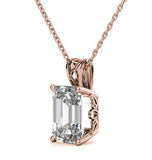 Emerald Cut Moissanite Diamond Solitaire Pendant