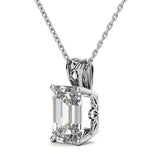 Emerald Cut Moissanite Diamond Solitaire Pendant