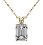 Emerald Cut Moissanite Diamond Solitaire Pendant