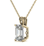 Emerald Cut Moissanite Diamond Solitaire Pendant