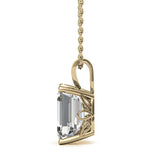 Emerald Cut Moissanite Diamond Solitaire Pendant