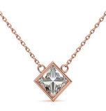 Princess Cut Moissanite Bezel Set Solitaire Pendant