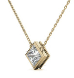 Princess Cut Moissanite Bezel Set Solitaire Pendant