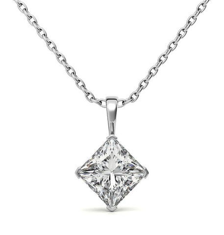 Princess Cut Moissanite Diamond Solitaire Pendant