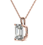 Emerald Cut Moissanite Solitaire Pendant For Women