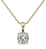 Cushion Cut Moissanite Unique Prong Solitaire Pendant