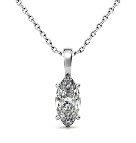 Marquise Cut Moissanite Basket Prong Pendant