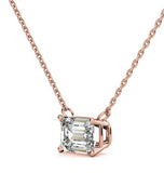 East To West Emerald Cut Moissanite Solitaire Pendant