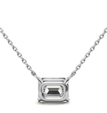 East To West Emerald Cut Moissanite Solitaire Pendant