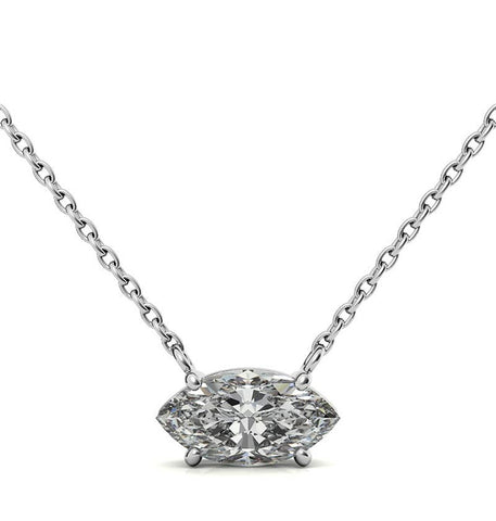 East To West Marquise Cut Moissanite Pendant