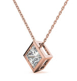 Moissanite Princess Cut Bezel Set Solitaire Pendant