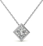 Moissanite Princess Cut Bezel Set Solitaire Pendant