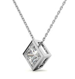 Moissanite Princess Cut Bezel Set Solitaire Pendant