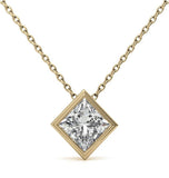 Moissanite Princess Cut Bezel Set Solitaire Pendant