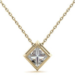 Moissanite Princess Cut Bezel Set Solitaire Pendant