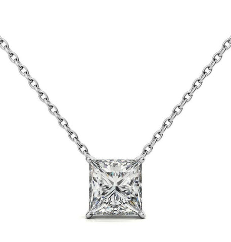 Princess Cut Moissanite Solitaire Pendant