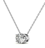 East To West Oval Cut Moissanite Solitaire Pendant