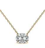 East To West Oval Cut Moissanite Solitaire Pendant