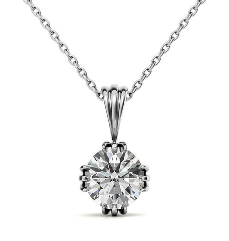 Round Brilliant Cut Three Prong Moissanite Pendant