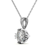 Round Brilliant Cut Three Prong Moissanite Pendant