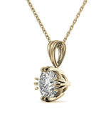 Round Brilliant Cut Three Prong Moissanite Pendant