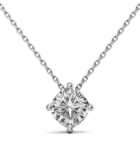 Cushion Cut Moissanite Solitaire Pendant