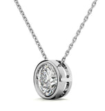 Bezel Set Round Cut Moissanite Pendant For Her