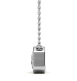 East To West Emerald Cut Moissanite Bezel Set Solitaire Pendant