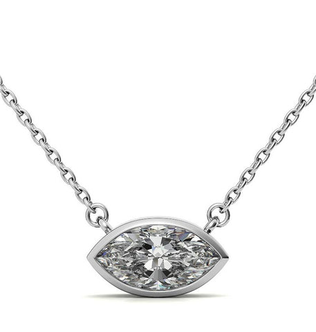 Marquise Cut Moissanite Bezel Set Pendant