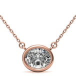 East To West Oval Cut Moissanite Bezel Set Pendant