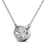 East To West Oval Cut Moissanite Bezel Set Pendant