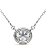 East To West Oval Cut Moissanite Bezel Set Pendant