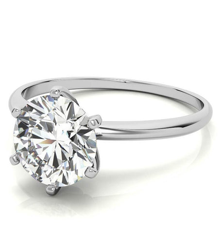 Round Cut Moissanite Solitaire Engagement Ring