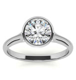 Round Cut Moissanite Bezel Set Solitaire Ring