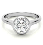 Round Cut Moissanite Bezel Set Solitaire Ring