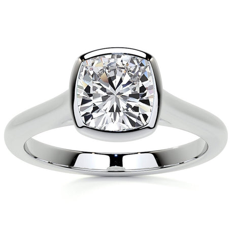 Cushion Cut Moissanite Solitaire Wedding Ring