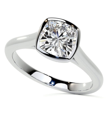 Cushion Cut Moissanite Solitaire Wedding Ring