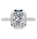 Radiant Cut Moissanite Bezel Set Solitaire Ring