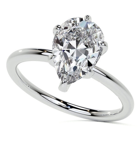 Pear Cut Moissanite Solitaire Wedding Statement Ring