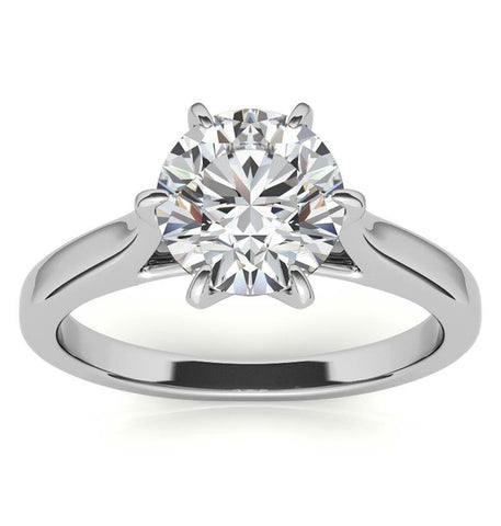 Six Prong Round Cut Moissanite Solitaire Promise Ring